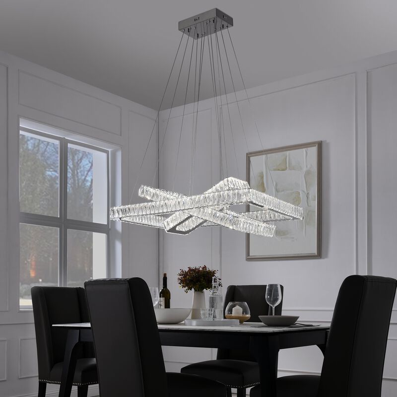 Crystal Elegance Chandelier Chrome Crystal Integrated LED 3 Rectangles