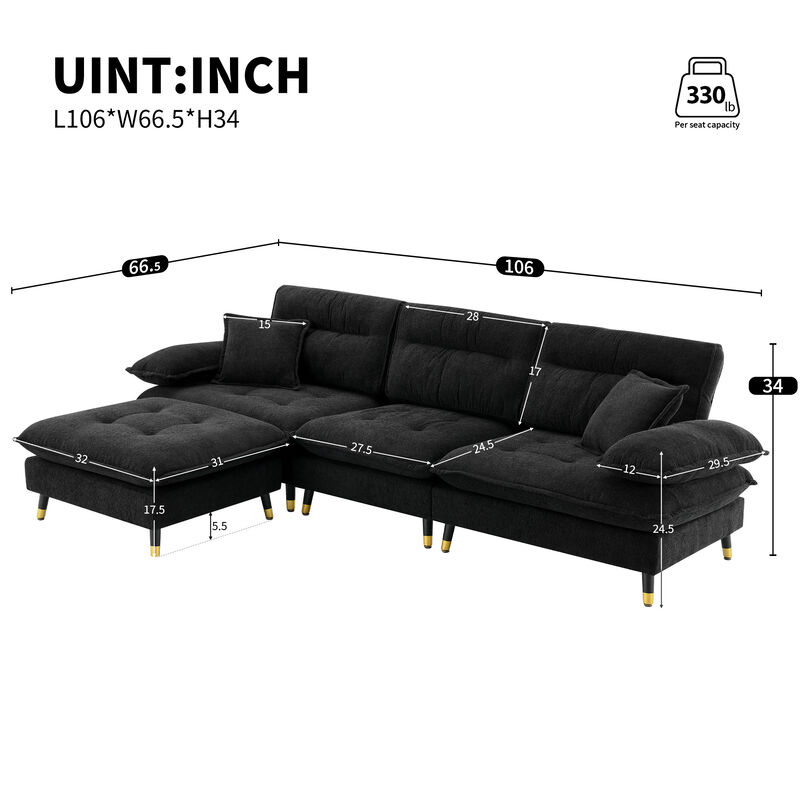 Merax L shaped Convertible Tufted Sectional Sofa