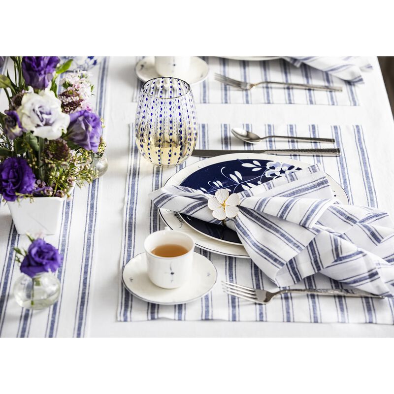 Solino Home 100% Pure Linen Placemats 14 x 19 Inch Set of 4 |Capri Ticking Stripe