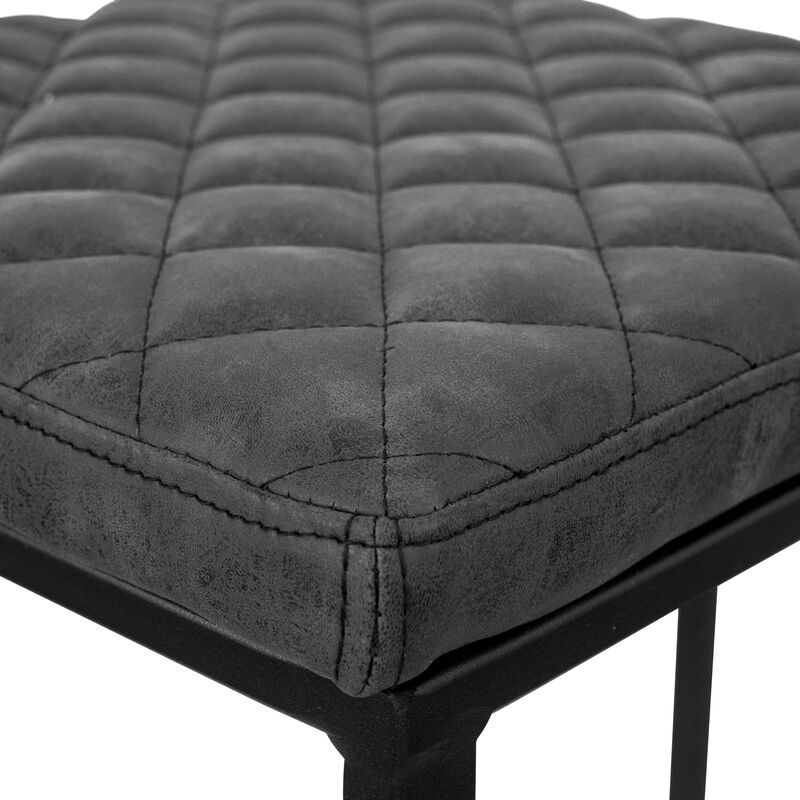 LeisureMod Quincy Quilted Stitched Leather Bar Stools – Set of 2, Modern and Comfortable Seating