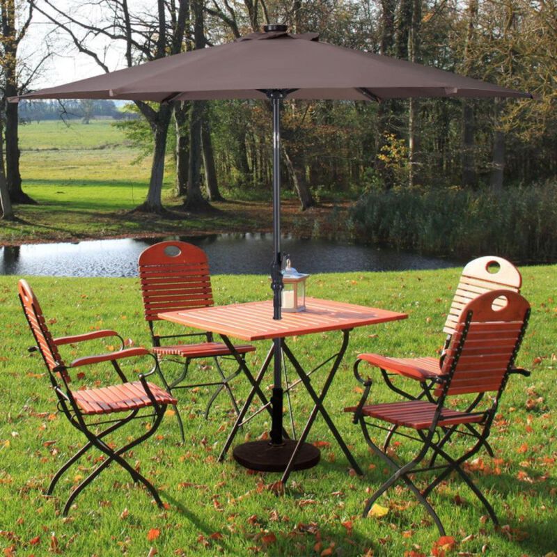 Hivvago 9 Feet Patio LED Solar Umbrella with Crank