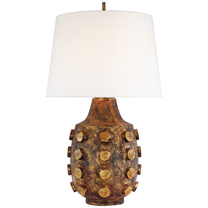 Orly Large Table Lamp in Antique Gild with Linen Shade
