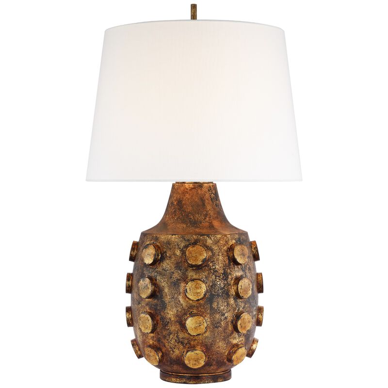 Orly Large Table Lamp in Antique Gild with Linen Shade