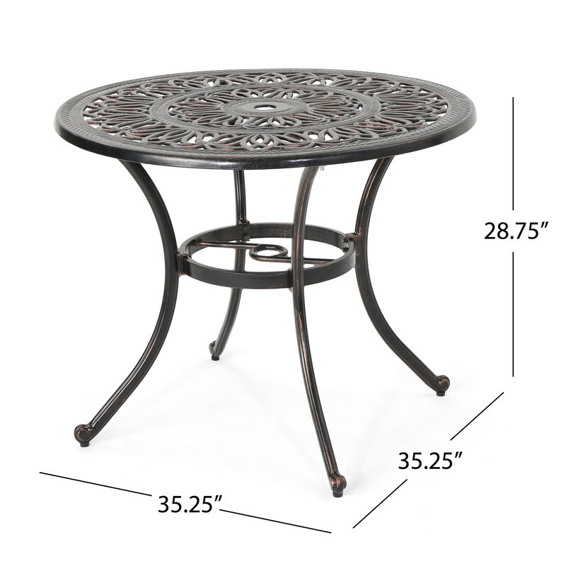 Elegant Outdoor Aluminum Dining Table with Cut-Out Design and Rust Protection