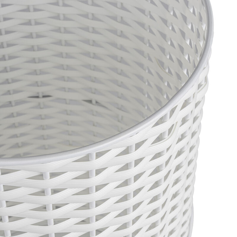 Cecil Modern Faux Wicker Cylinder Waste Basket