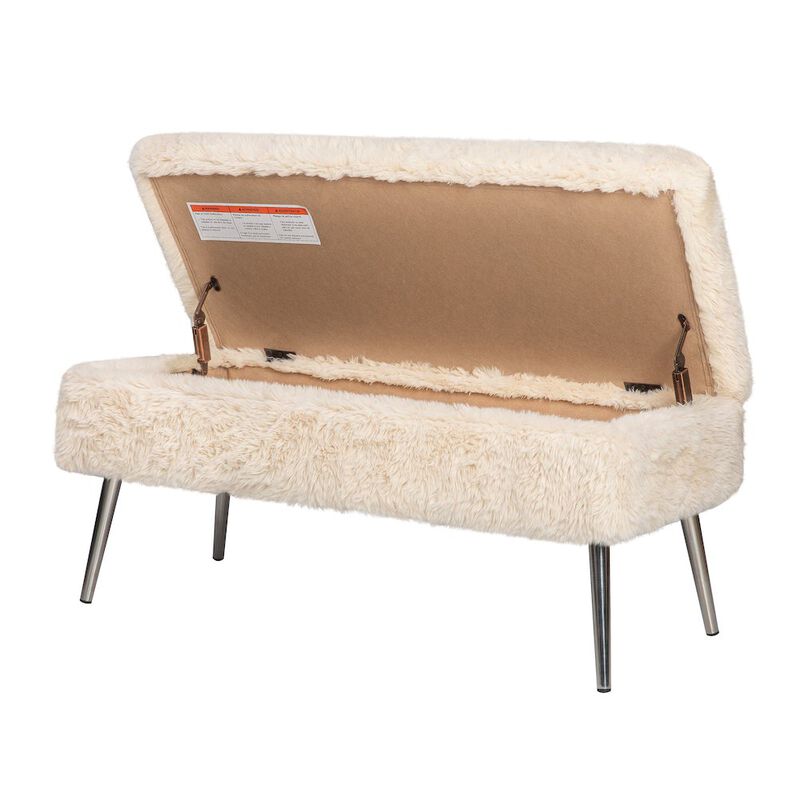 Jofran Huggy Luxury Plush Faux Fur Upholstered Storage Bench