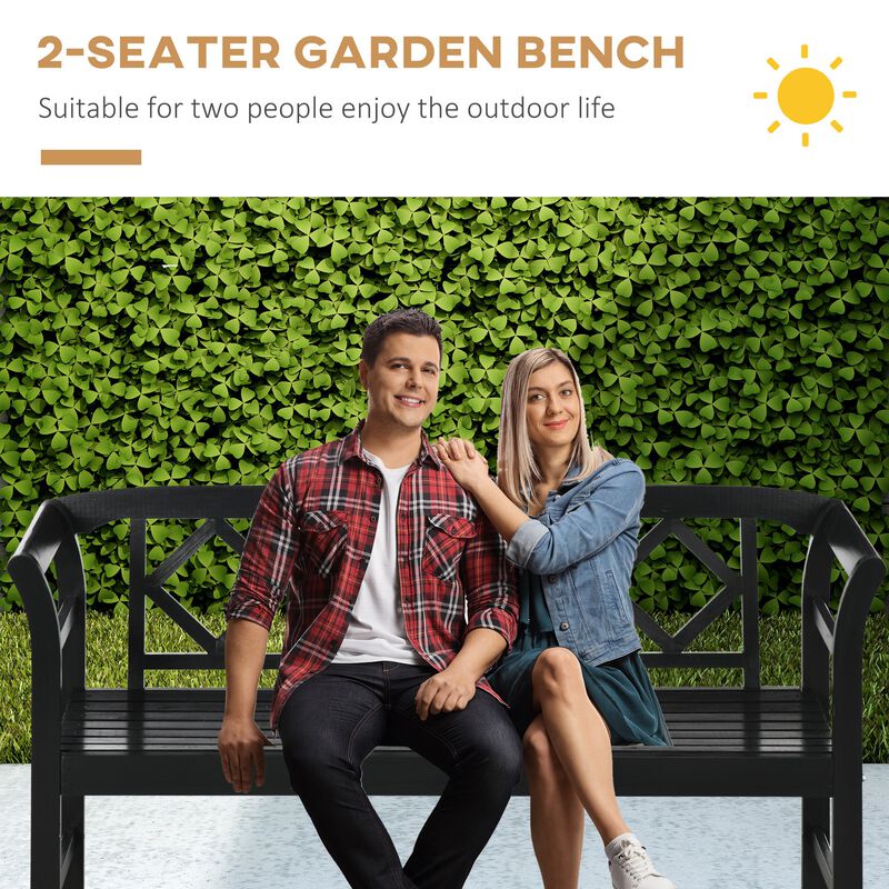 Gray Garden Seating: 3-Seat Wooden Bench with Backrest & Armrests