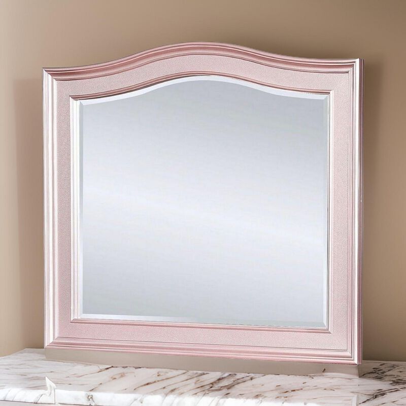 46 Inch Contemporary Style Wooden Frame Mirror, Rose Pink-Benzara