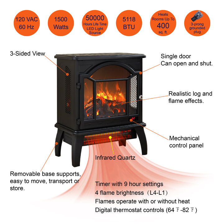 Streamdale 18 Inch 3D Infrared Electric Stove With Remote Control 0002