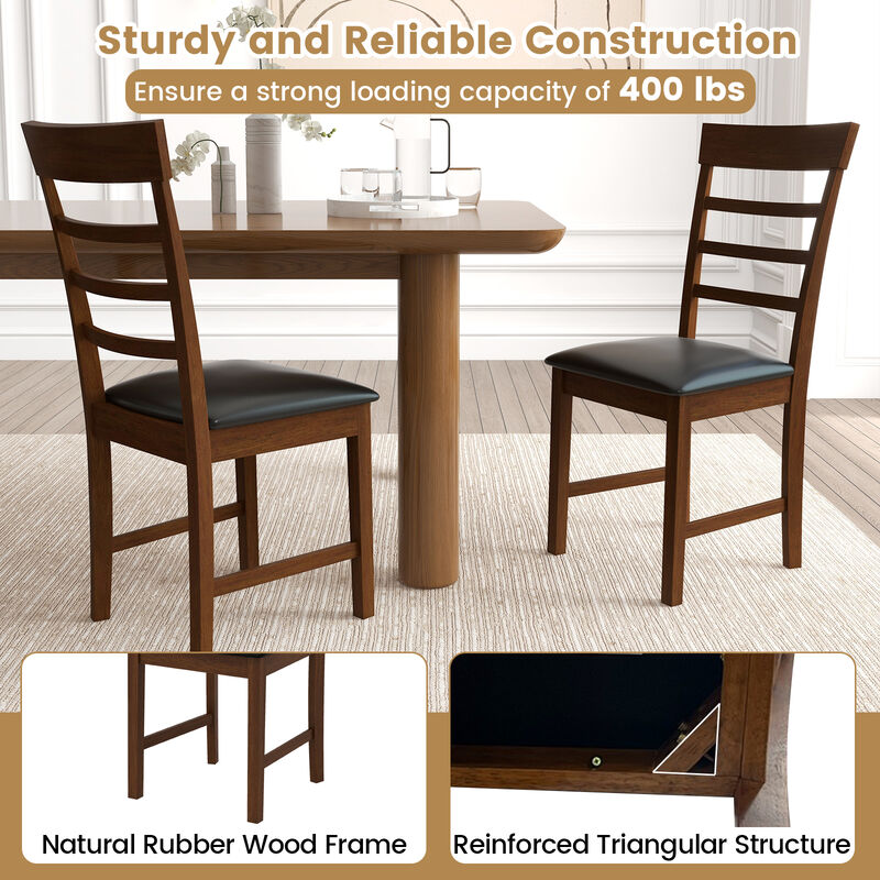 Wooden Dining Chair with Rubber Wood Frame Set of 2