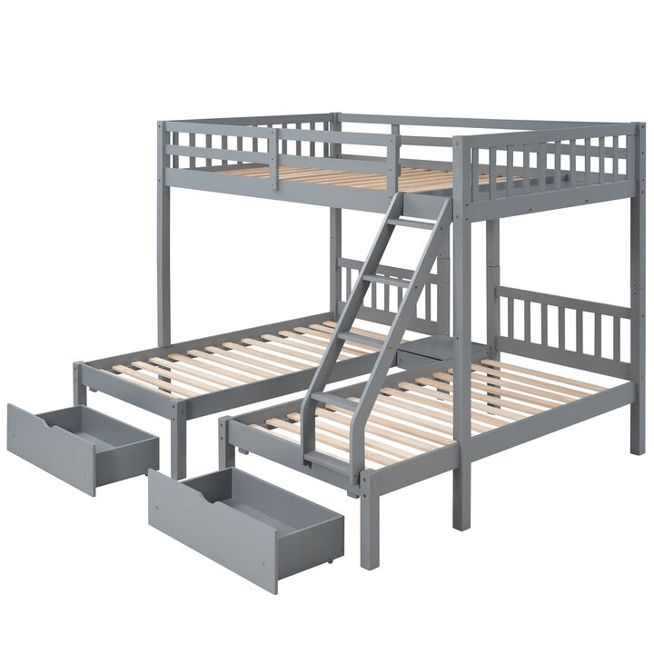 Merax Full Over Twin & Twin Bunk Bed