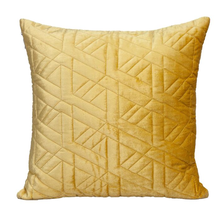 20" Yellow Quilted Geometric Stitched Pattern Throw Pillow