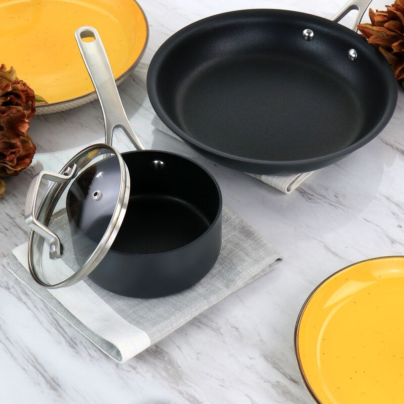 Martha Stewart 10 Piece Nonstick Hard Aluminum Cookware Set in Matte Black