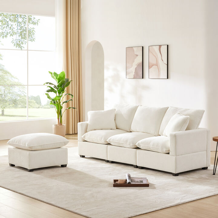 Merax Modern Modular Chenille Sectional Sofa with Pillows