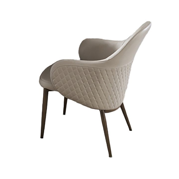 Liy 26 Inch Dining Chair Set of 2, Curved Padded, Tufted Beige Faux Leather - Benzara