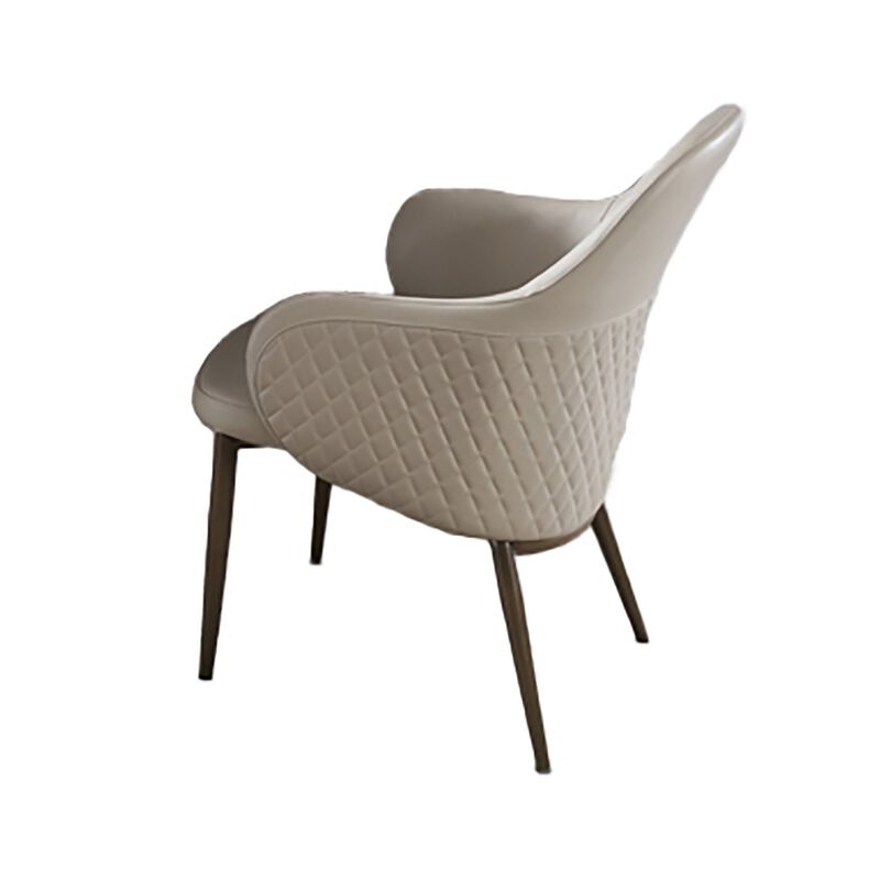 Liy 26 Inch Dining Chair Set of 2, Curved Padded, Tufted Beige Faux Leather - Benzara