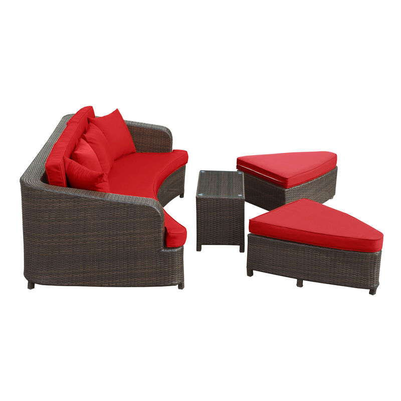Modway - Monterey 4 Piece Outdoor Patio Sofa Set Brown Red