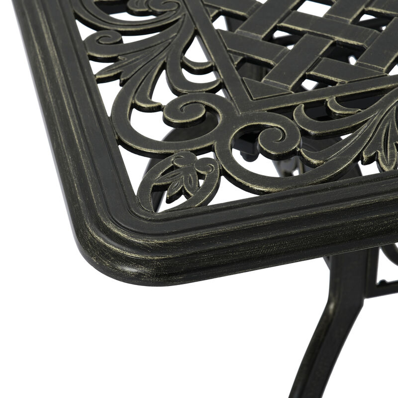 MONDAWE 59. in Cast Aluminum Patio Rectangular Foldable Dining Table with Umbrella Hole in Antique Bronze