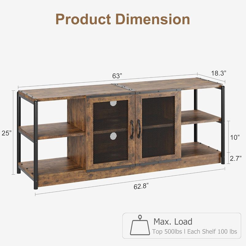 TV Stand for 65/75 inches TVs,Vintage Entertainment Center