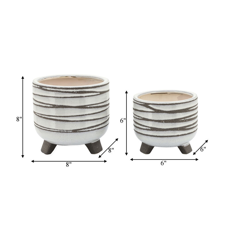 Ceramic Footed Planter, White