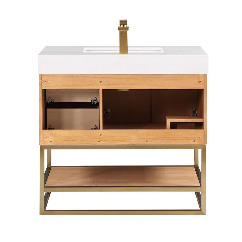 Altair 36 Single Bathroom Vanity in Light Brown with Mirror