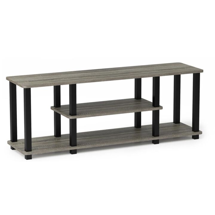 Furinno Furinno Turn-S-Tube No Tools 3D 3-Tier Entertainment TV Stands with Square Tube, French Oak Grey/Black, 18027GYW/BK