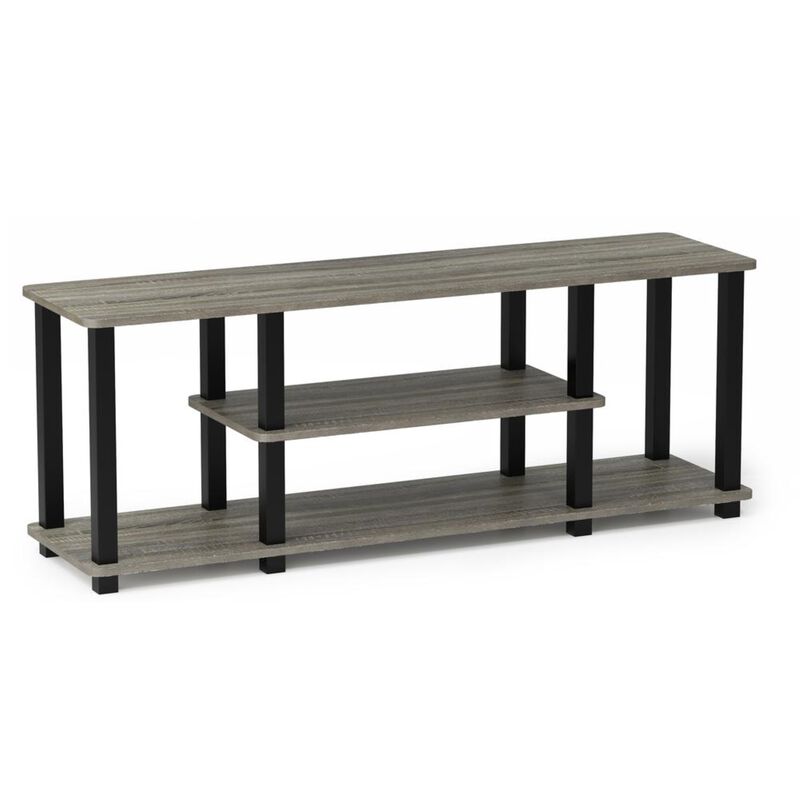 Furinno Furinno Turn-S-Tube No Tools 3D 3-Tier Entertainment TV Stands with Square Tube, French Oak Grey/Black, 18027GYW/BK