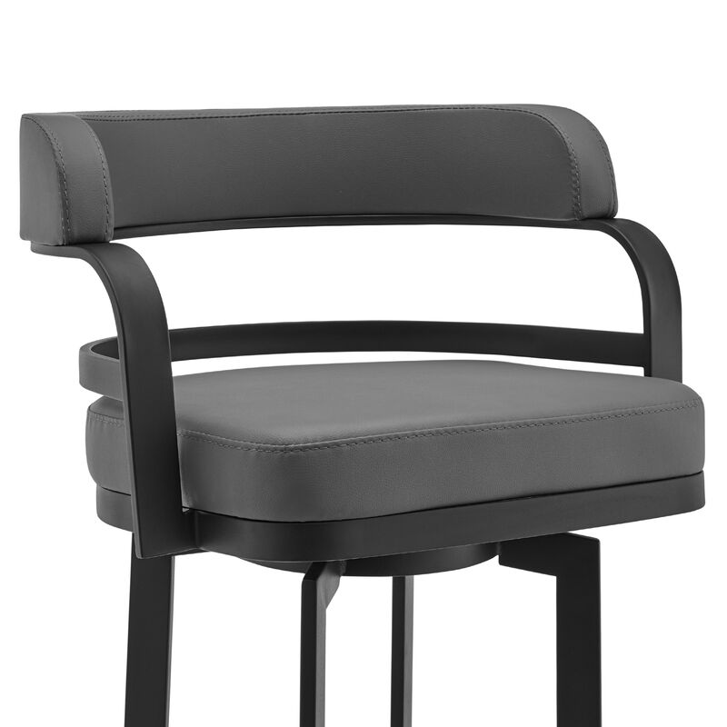 Prinz Counter Height Swivel Faux Leather and Brushed Stainless Steel Bar Stool