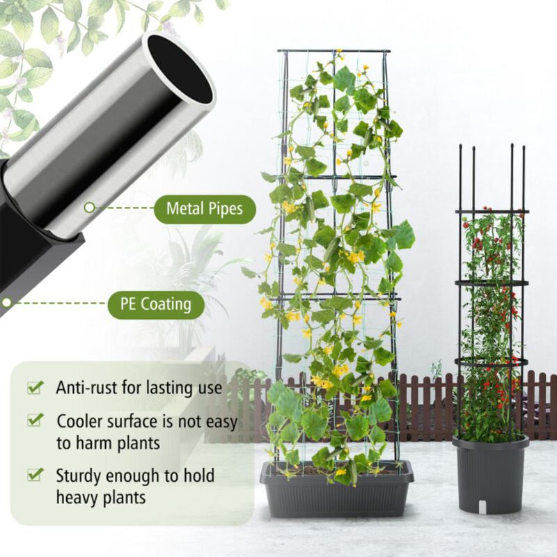 Hivvago 2 Pack Garden Planters with Trellis Cucumber Trellis Tomato Cage