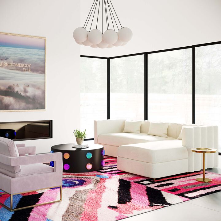 Callie Navy Velvet Sectional - RAF