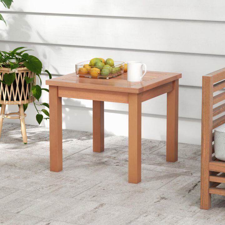 Hivvago 18 Inch Square End Outdoor Adirondack Side Table with Slatted Tabletop