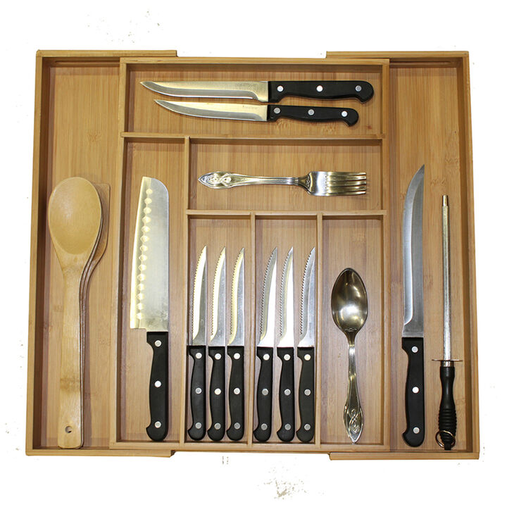 Oceanstar 5 Piece Bamboo Expandable Drawer Utensil Organizer Set