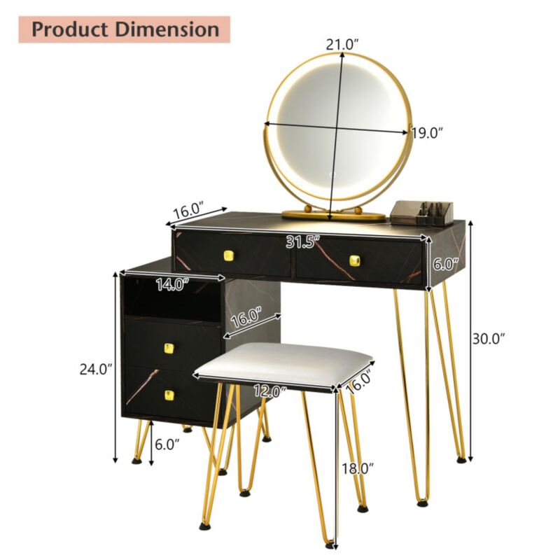 Hivvago Modern Dressing Table with Storage Cabinet