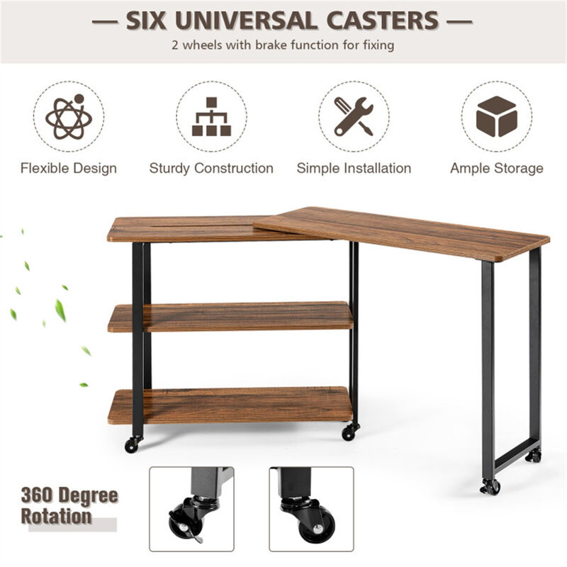 Mobile Office Desk & Sofa Side Table, Rolling Laptop Stand for Small Spaces