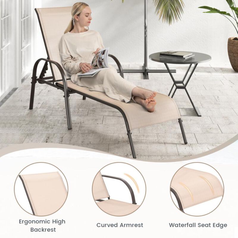 Hivvago Adjustable Patio Chaise Folding Lounge Chair with Backrest