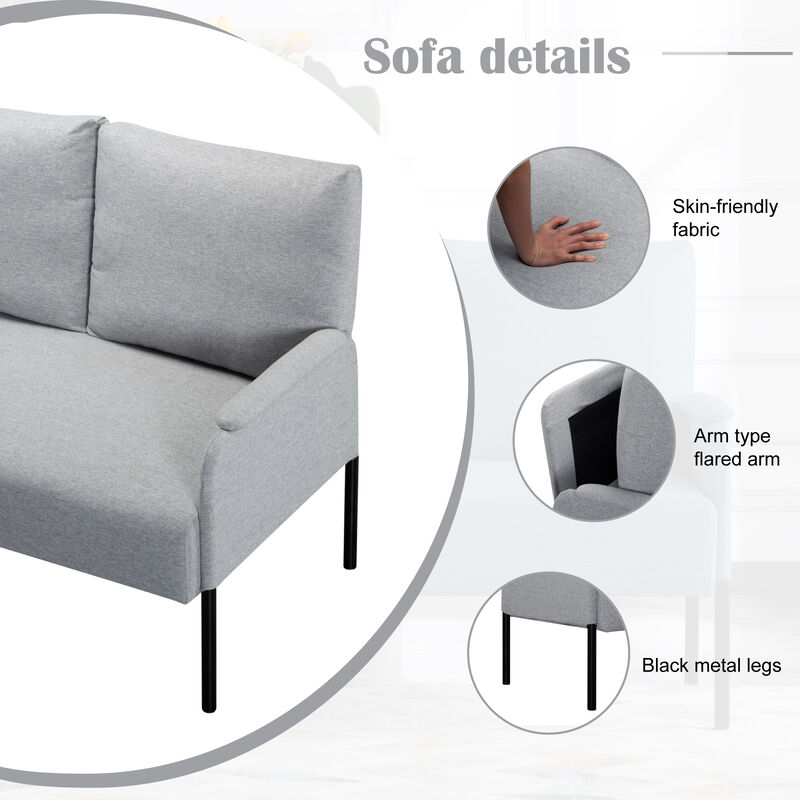 45.7 in. W Square Arm Linen Blend Modern Straight Sofa