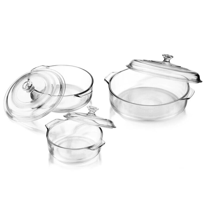 Hivvago 6-Piece Glass Bakeware Casserole Baking Dish Set - Dishwasher and Oven Safe