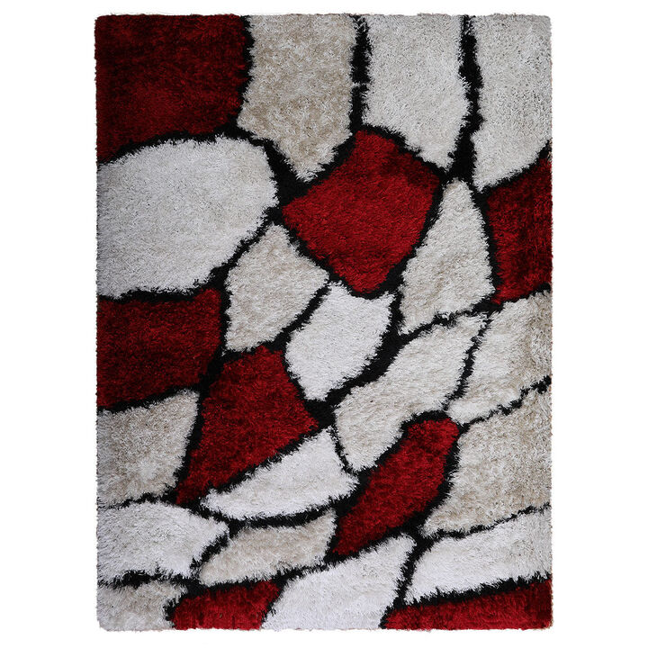 RUGSOTIC CARPETS HAND TUFTED SHAG POLYESTER ECO-FRIENDLY AREA RUGS  - 4'x6', Rectangle, Multicolor, Contemporary Modern Design, High Pile Thick Handmade Anti Skid Rugs for Living Room K00036