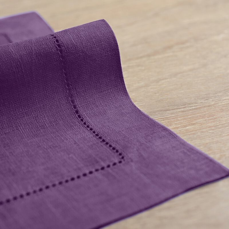 Solino Home 100% Pure Linen Dinner Napkins 20 x 20 Inch Set of 4 | Classic Hemstitch