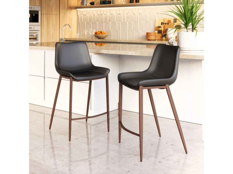 Magnus Counter Stool (Set of 2) Black & Walnut