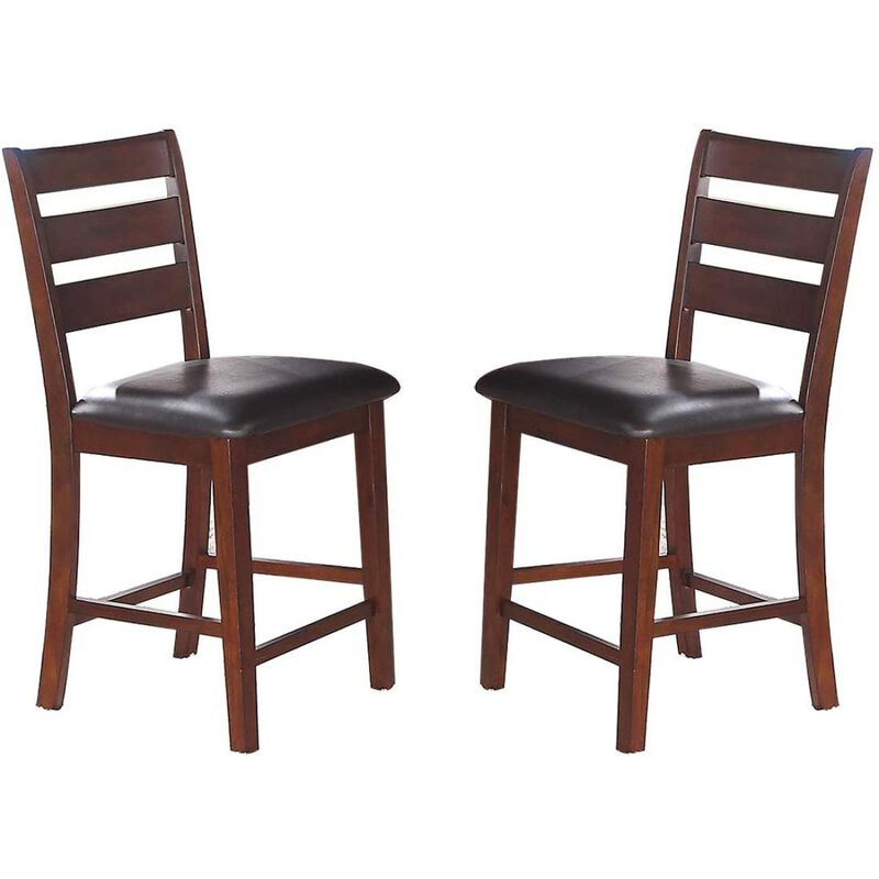 2 Antique Walnut Wood Counter Height Chairs