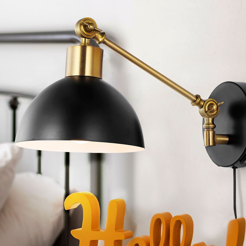 Lisa Swing Arm Modern Midcentury Iron USB Charging Port LED Sconce