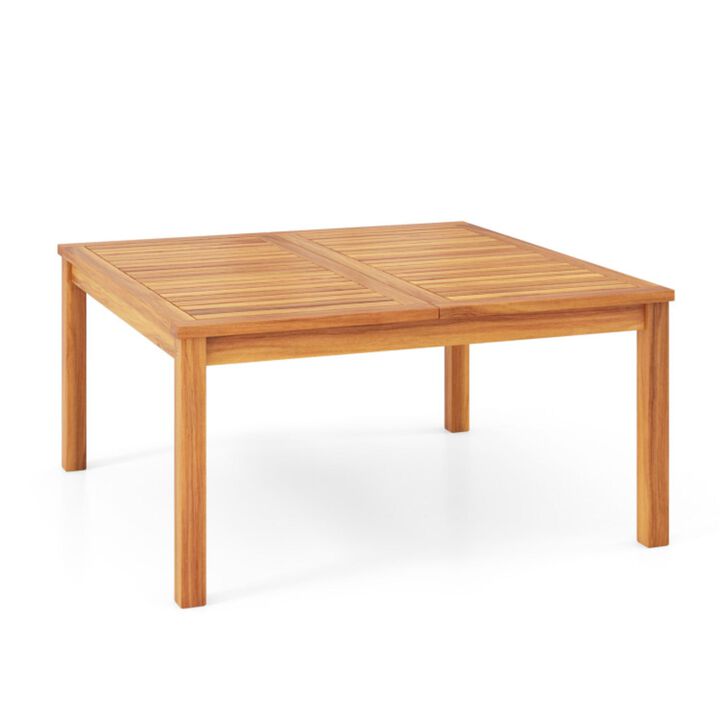 Hivvago 35.5 Inches Patio Solid Acacia Wood Coffee Table Side Table