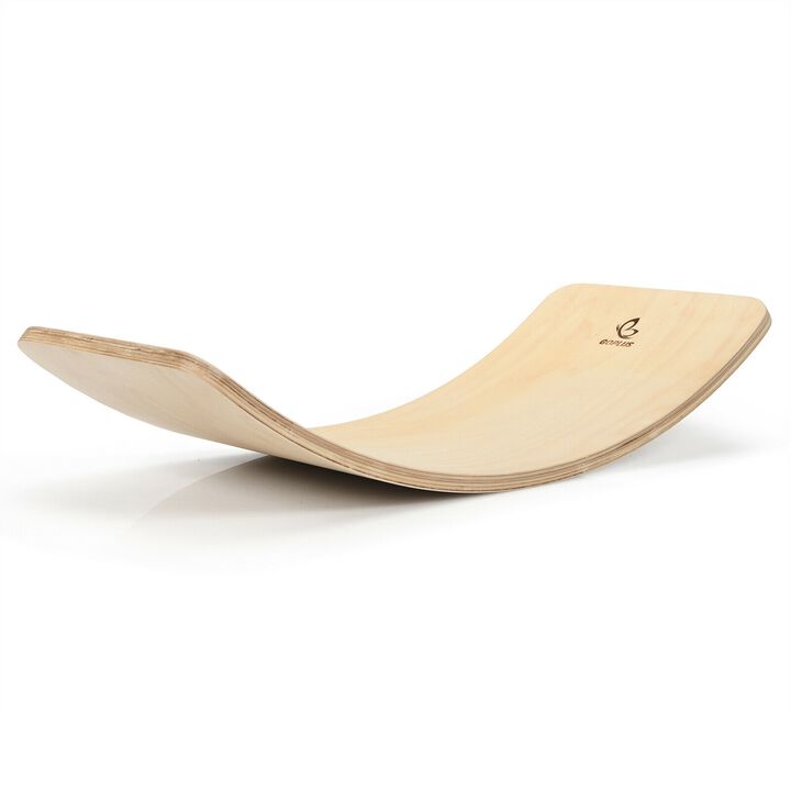 Wooden Wobble Balance Board Kids 35 Inch Rocker Yoga Curvy Board Toy with Felt Layer