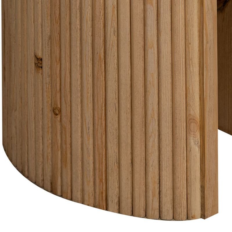 Izya 20 Inch Chairside End Table, Drawer, Intricate Ribbed Column, Brown - Benzara