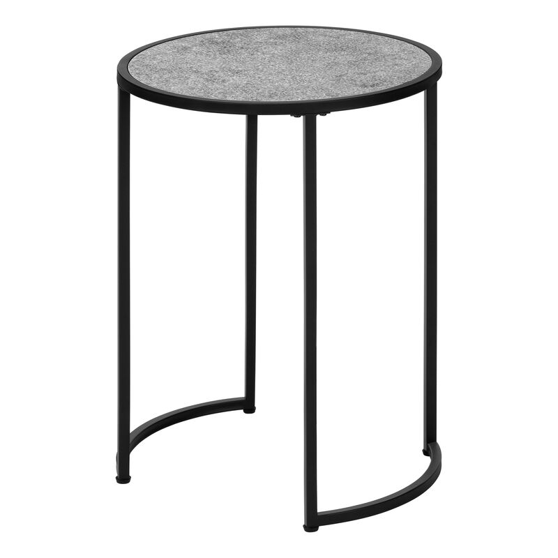 Monarch Specialties I 2206 Accent Table, Side, Round, End, Nightstand, Lamp, Living Room, Bedroom, Metal, Laminate, Grey, Black, Contemporary, Modern