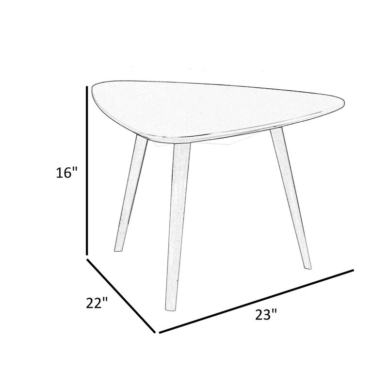 Hle 23 Inch Accent Table, High Gloss Lacquer Triangular Top, Steel, White - Benzara