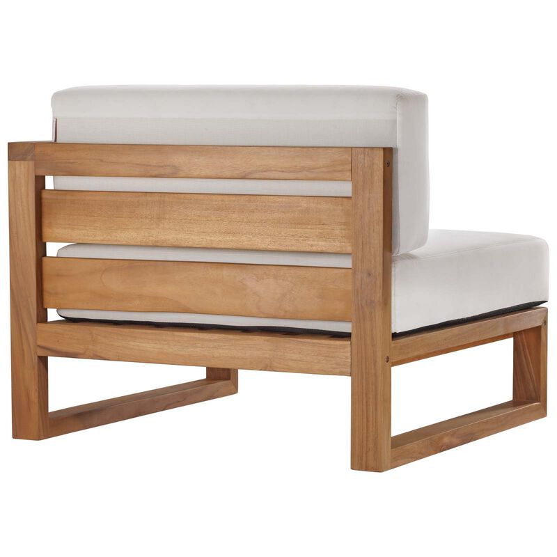 Upland Outdoor Patio Teak Wood 2-Piece Sectional Sofa Loveseat-Benzara