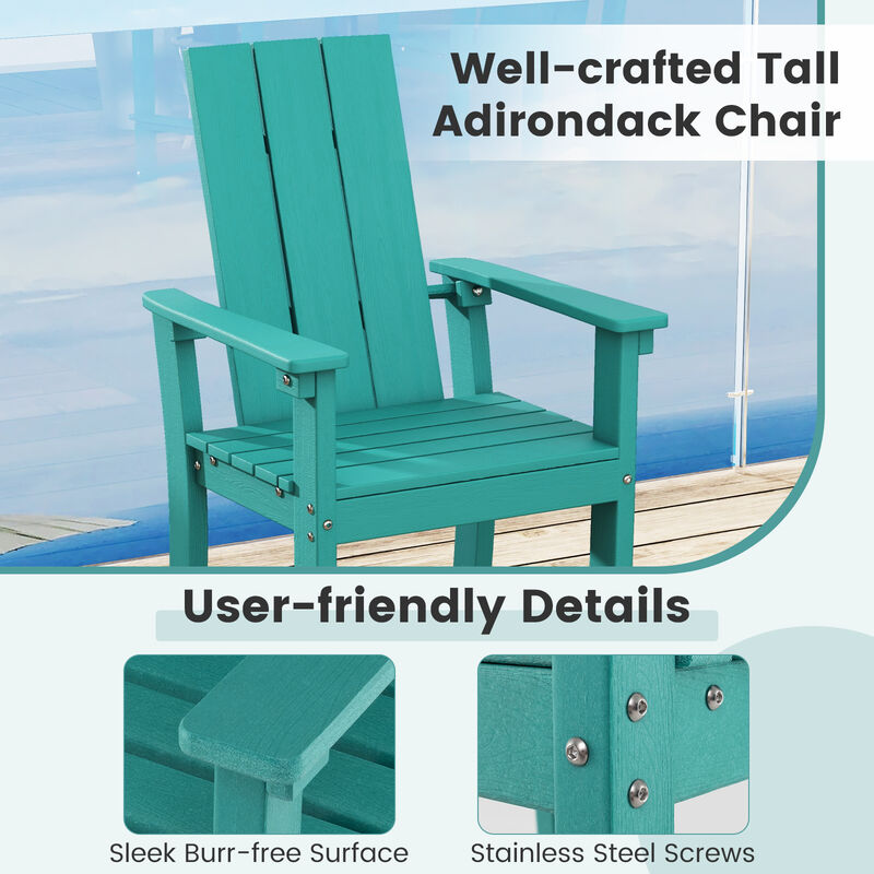 Adirondack Outdoor Bar Stool with Ergonomic Backrest – Comfortable Patio Seating