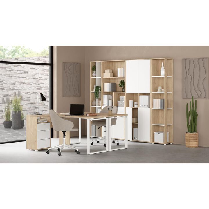 Tvilum Sign Open Narrow 5 Shelf Boockase, Jackson Hickory/White